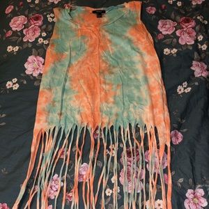 Tie Dye Fringe Top.